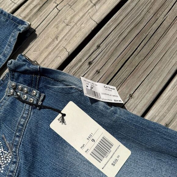 Vintage Y2K Plush Rhinestone 2 Piece Women’s Wide Leg Set Outfit - Picture 6 of 10